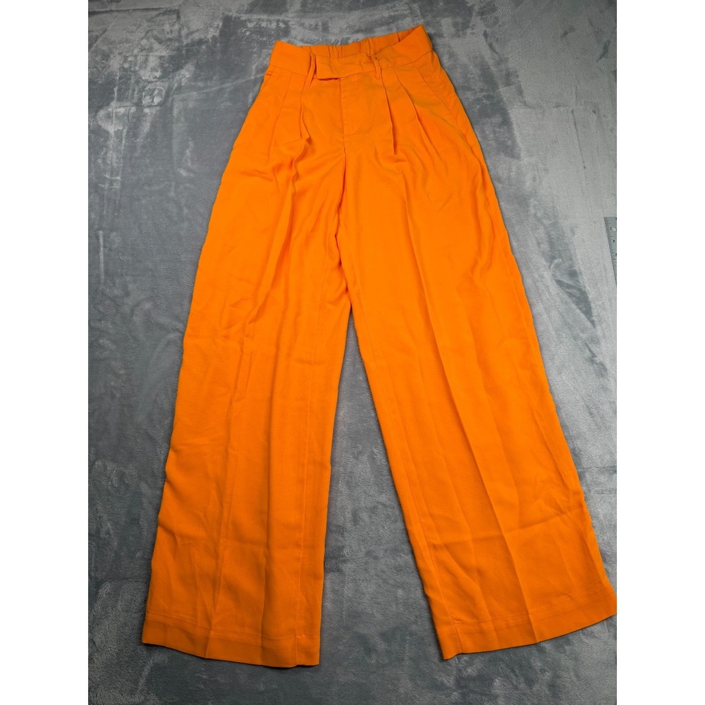 A New Day Dress Pants Womens 0 Orange Pleated Front High Rise Wide Leg Formal